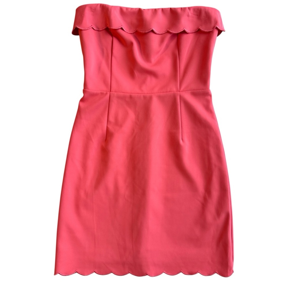 CC1 Coral Mini scalloped strapless dress size small